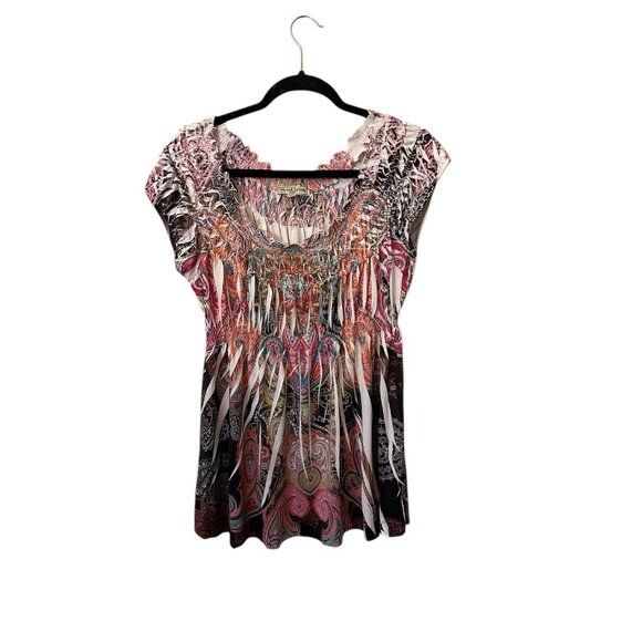 One World Live and Let Live Petite Large Top‎ Sublimation Off-the-Shoulder Shirt - Picture 1 of 4